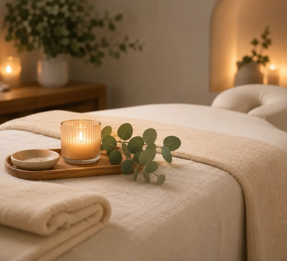 Relaxing after an at-home massage